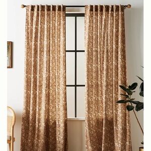 Anthropologie Hyacinth Semi-Sheer Printed Curtain set of 2